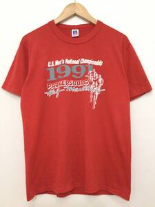 RUSSELL ATHLETIC ラッセルアスレチック USA製 半袖 Tシャツ ロゴTシャツ メンズM〜 赤系 VINTAGE 90‘s