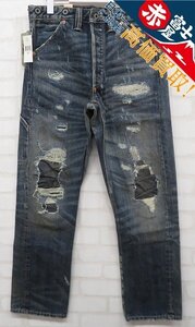 3P8759/未使用品 RRL BONNEVILLE バックルバック ダメージ加工デニムパンツ ボンネビル BUCKLE BACK JEAN