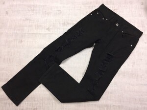 BLACK FLAME ブラックフレイム ネオお兄系 ロック 不良 クラッシュ・ダメージ加工 テーパード パンツ ボトムス メンズ サイズ2 黒