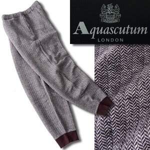 新品 アクアスキュータム ヘリンボーン 裏キルト 中綿 スウェット パンツ LL 【P30901】 Aquascutum LONDON 秋冬 メンズ ジャージー