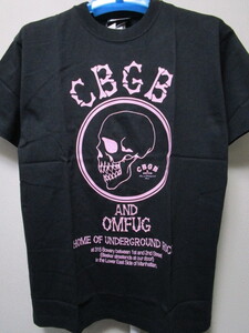 新品！正規品ライセンス品！CBGB&OMFUG 半袖Ｔシャツ・Ｌ・黒／ブラック（パンクロックライブハウスドクロスカル骸骨ラモーンズバンドT）