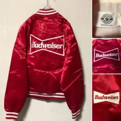 USA製 90s Budweiser バドワイザー 企業モノ サテンスタジャン