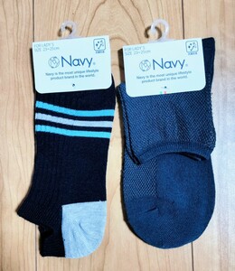 未使用★NAVY レディースショートソックス 2足セット ブルー