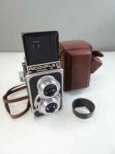 RICOHFLEX　MODEL　Ⅶ　リコーフレックス　Walz36φレンズフード　本革ケース付　未チェック　修理前提　部品取り品　中古