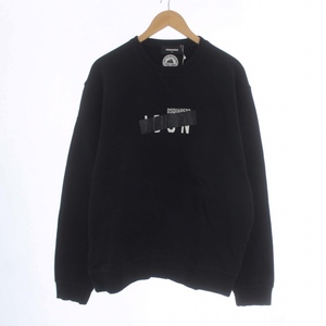 未使用品 ディースクエアード DSQUARED2 タグ付き Icon Taped Sweater スウェット トレーナー 長袖 クルーネック ロゴ 裏起毛 XL 黒 ブラッ