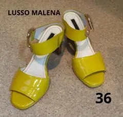 レディースサンダル　36　イエロー　LUSSO MALENA　7cmヒール