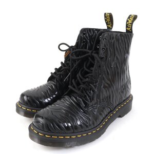 未使用品☆Dr.Martens ドクターマーチン 26716001 1460 PASCAL ZEBRA 型押し 8ホール レザー ショートブーツ ブラック UK5 レディース