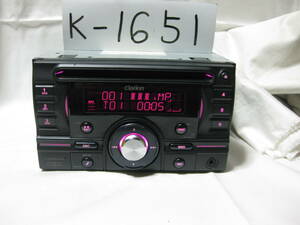 K-1651　Clarion　クラリオン　DUB385MPB　MP3　USB　フロント AUX　2Dサイズ　CDデッキ　故障品