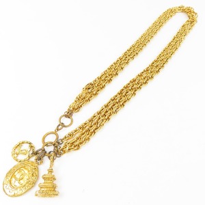 42730★1円スタート★CHANEL シャネル 美品 ココマーク 3連 ロングネックレス アクセサリー ヴィンテージ ネックレス GP ゴールド