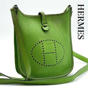 【希少カラー☆G刻】HERMES エルメス　エブリン　TPM ショルダーバッグ　トートバッグ　ハンド　レザー　緑　グリーン　ボストン