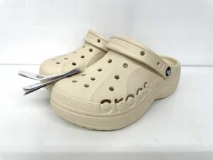 crocs クロックス 厚底 サンダル W8 24cm クリーム ベージュ系