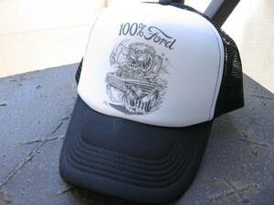 ☆即決ss未使用メッシュcap　used風　100%Ford-monster柄BLK