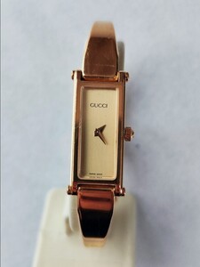 稼働品 GUCCI 1500L レディース腕時計 シャンパン色文字盤 新品電池 