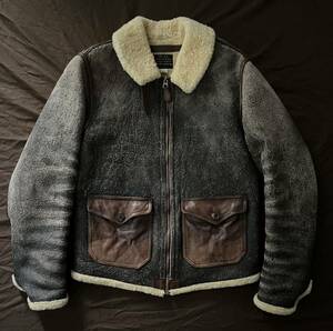 【傑作】極美品 RRL SHEARING MUTON LEATHER JACKET ダブルアールエル ムートン シアリング レザー ジャケット XS