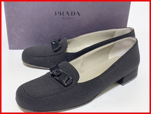 即決 PRADA プラダ 36.5≒23.5cm パンプス 箱付 黒 ブラック レディース mcu