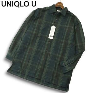 新品 22AW★ UNIQLO U ユニクロ ユー ルメール 秋冬 フランネル オーバーサイズ 長袖 チェック ネル シャツ Sz.S　メンズ　A4T10664_A#B