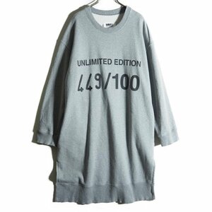 M7327z4　▼MM6 MAISON MARGIELA メゾンマルジェラ▼ 19AW UNLIMITED EDITION 裏起毛 スウェット ワンピース グレー XS 秋冬