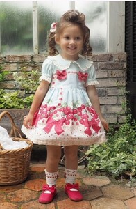 ◆シャーリーテンプル◆チェリーバスケットワンピース◆120センチ◆サックス◆新品タグ付き◆115-125◆ShirleyTemple◆