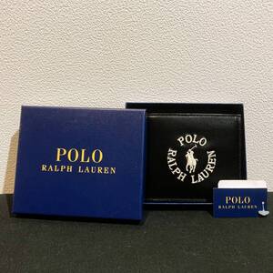 Polo Ralph Lauren ポロラルフローレン エンブロイダード ビルフォールド ウォレット ブラック / 二つ折り財布 黒 コインケース