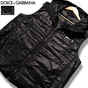 美品/XLサイズ●ドルチェ&ガッバーナ 中綿 ダウンベスト ジャケット アウター DOLCE&GABBANA ドルガバ ロゴ金具プレート 手洗い可能◎ 52