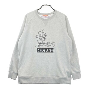 BEAMS GOLF ビームスゴルフ ×Disney 長袖 スウェットトレーナー ミッキー プリント グレー系 XL [240101027068] ゴルフウェア メンズ