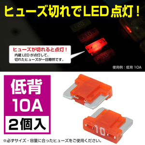 BigOne 切れたら光って知らせる インジケーター 内蔵 2個セット 低背 ASM ヒューズ 10A LED