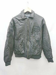 ◇ XLARGE?エクストララージ × JAPANESE MAGENESE 中綿 羊革 限定品 長袖 レザー ジャケット サイズＭ ブラック メンズ P