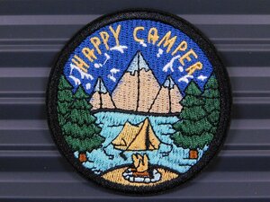 ◆送料\110◆【HAPPY CAMPER・キャンプ】※《アイロン刺繍ワッペン》　アメリカン雑貨　刺繍ワッペン　アイロンワッペン