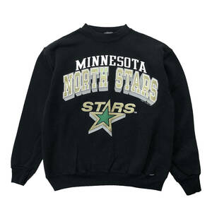 【980円スタート】USA 古着 90S USA製 ヴィンテージ NHL ミネソタ NORTH STARS スウェット トレーナー ブラック メンズM BD0219