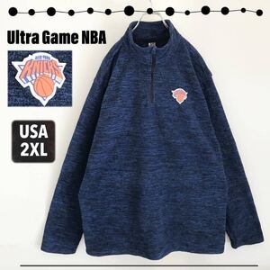 Ultra Game NBA★ニューヨーク ニックス★New York Knicks★フリース★ハーフジップT★マーブル杢★USAメンズ2XL