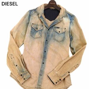 DIESEL ディーゼル 【NEW-SONORA 0608Z】通年 ヴィンテージ加工★ 長袖 ウエスタン デニム シャツ Sz.S　メンズ　I4T02222_7#C