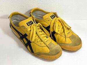 B1600N オニツカタイガー メキシコ 66 黄ｘ黒 レザー US9 27㎝ Onitsuka Tiger MEXICO スニーカー シューズ アシックス 現状品