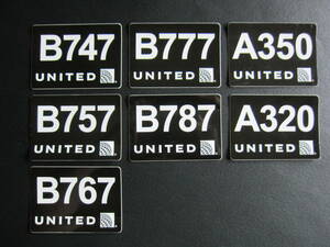 ユナイテッド航空■ステッカー7枚セット■B747■B757■B767■B777■B787■A320■A350■UNITED AIRLINES