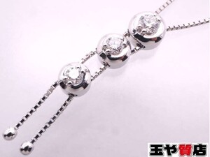 タサキ 美品 ダイヤ 0.26ct トリロジー ベネチアンネックレス K18WG ホワイトゴールド