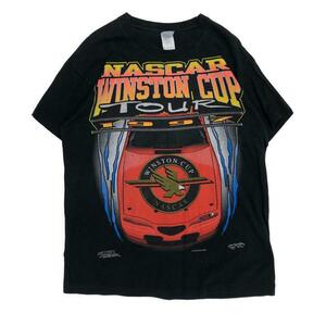 【XL】USA 古着 90s フルーツオブザルーム FRUIT OF THE LOOM NASCAR WINSTON CUP Tシャツ 90年代 半袖 大判プリント ブラック XL