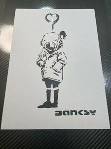 バンクシー【035】【タンクガール　スペースガール　Space Girl and Bird】【Ａ４　厚紙】ステンシルシート　オマージュアート　BANKSY