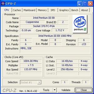 INTEL PentiumIII 1.00 (1B) GHz (1.7V) Socket370 Coppermine 中古正常品 (1)