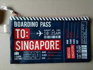 シンガポール　Singapore BOARDING PASS poach　搭乗券、チケット、飛行機、バーコードなどのモチーフ