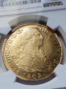 ●コイン● 1809 金貨 コロンビア フェルナンド 8エスクード MS 62