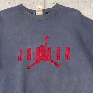 90s NIKE JORDAN BRAND スウェット ナイキ ジョーダン　　90年代 トレーナー ジャンプマン ビッグロゴ デカロゴ 刺繍 銀タグ YL1086