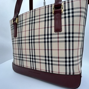 希少良美品】 BURBERRY バーバリー トートバッグ ハンドバッグ ノバチェック サフィアーノレザー ビジネス A4収納 通勤 通学