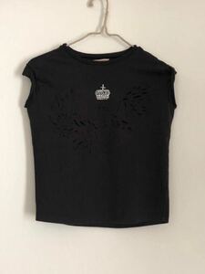 個性的！ストレッチTシャツカットソー★黒 穴あき加工★ロンドンファッション等お好きな方にも