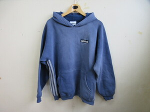 【vintage】 adidas　アディダス　パーカー　プルオーバーパーカー　80s　90s　ブルー系　Mサイズ　MADE IN USA