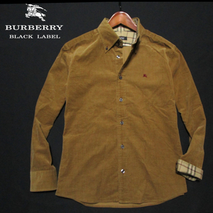 【バーバリー ブラックレーベル】 コーデュロイ　長袖BDシャツ　サイズ2（M） 胸ホース刺繍　BURBERRY BLACK LABEL　三陽商会　