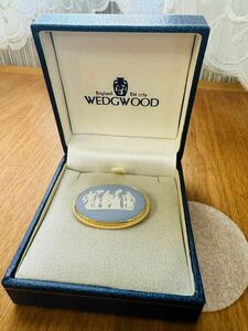 【美品】WEDGWOOD ウェッジウッド ジャスパー ライトブルー ブローチ 