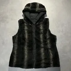 90s vintage fake fur boa vest hoodie y2k