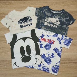 ◇ 《 Disney/Roos Kids まとめ売り4点セット 90/100/4Tサイズ ミッキー 柄物 薄手 キッズ服 Tシャツ メンズ 》 E