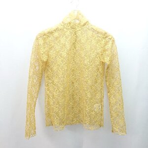 ◇ LE CIEL BLEU バックファスナー 花柄メッシュレース フェミニン 長袖 シャツ サイズ36 イエロー レディース E