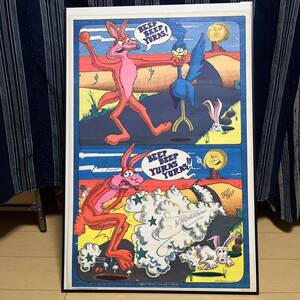 rare 70s wile e coyote and the road runner poster コヨーテ ロードランナー warnerbros joke ジョーク パロディ 70年代