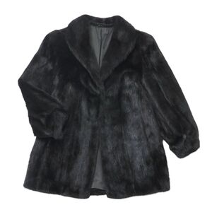 GQ9962＝最高級毛皮 ミンク MINK*MG Sable FUR*ブラックミンク ファーコート ハーフコート 本毛皮 リアルファー ブラック系 サイズ13号